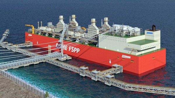 대우조선해양이 개발한 부유식 복합 에너지 공급 설비인 FSPP의 조감도.