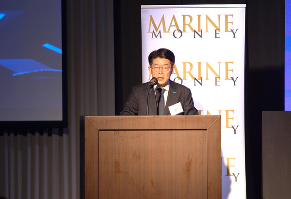 해양진흥공사 김양수 사장이 한국선박금융포럼에서 기조 연설을 하고 있다.